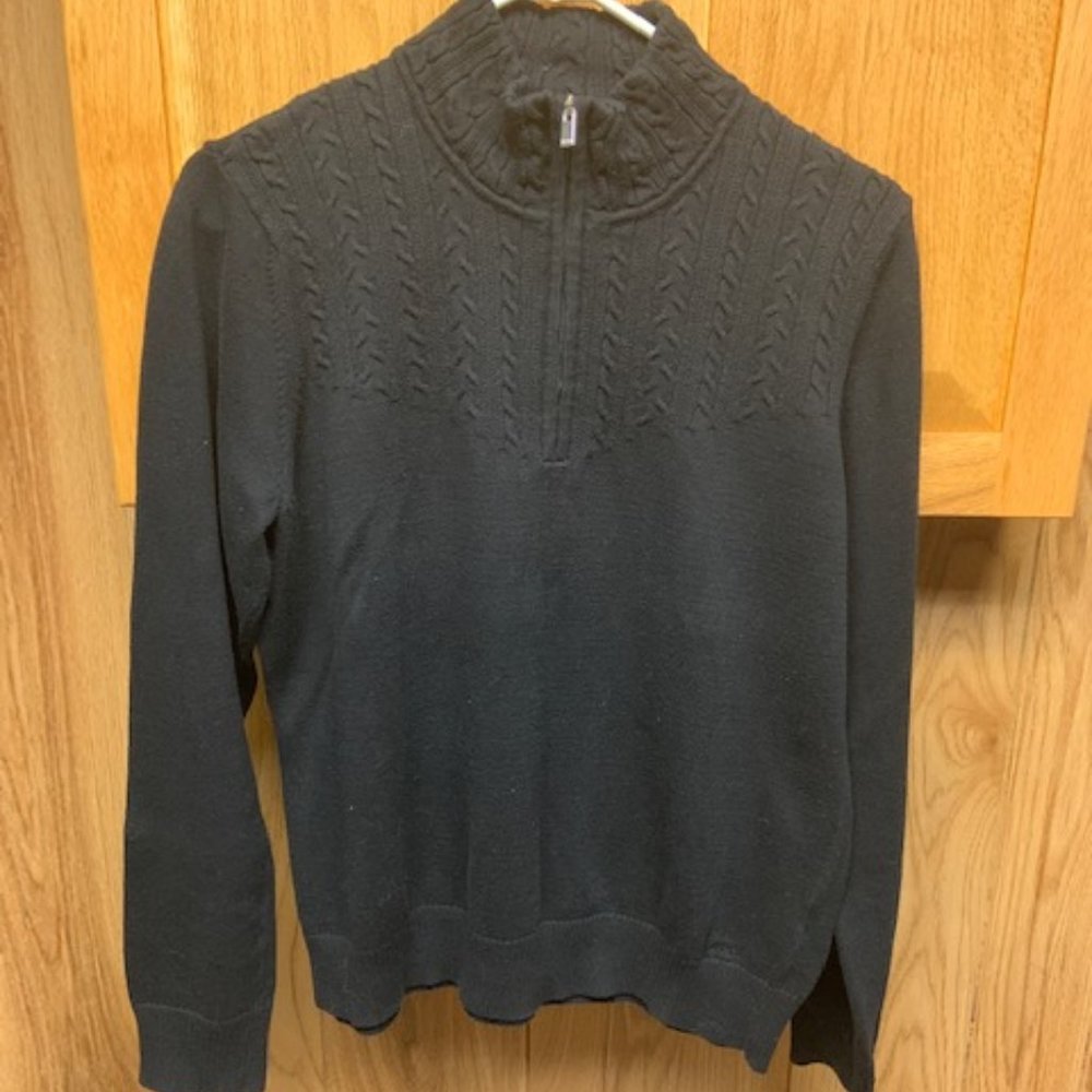IZOD women’s black 1/4 zip cable knit pullover sweater / size XL